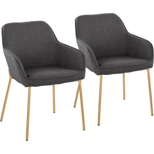 Daniella Dining Chair in Gold & Charcoal Fabric (Set of 2)